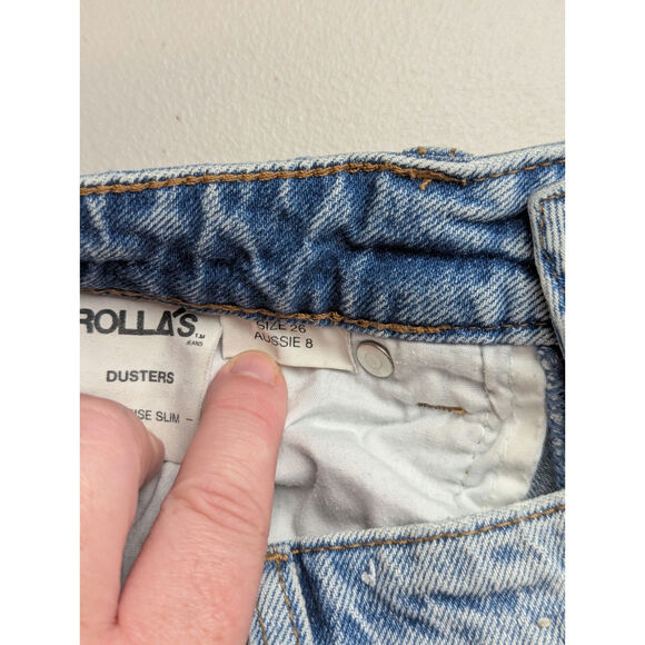 Rollas High Rise Slim Dusters Denim Jeans Womens 26 Light Wash Retro Classic - Picture 6 of 9